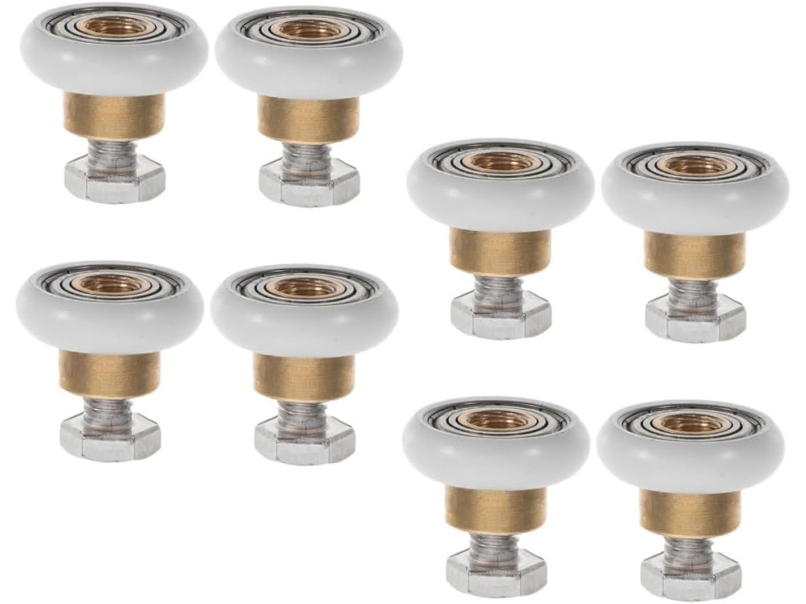 Juego de 8 ruedas para mampara de ducha con poleas impermeables, ruedas de repuesto para puertas Gokoco