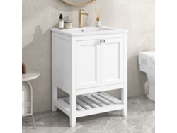 Mueble De Baño Individual Con Base De Cerámica De 60 Cm, Color Blanco.