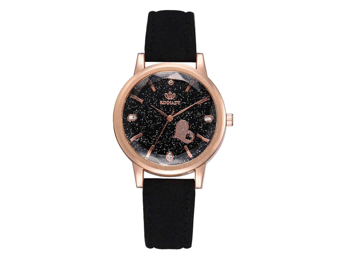 Reloj De Pulsera Moderno Para Mujer, Aleación, Correa De Pu, Cuarzo, Decoración De Diamantes De Imitación, Negro.