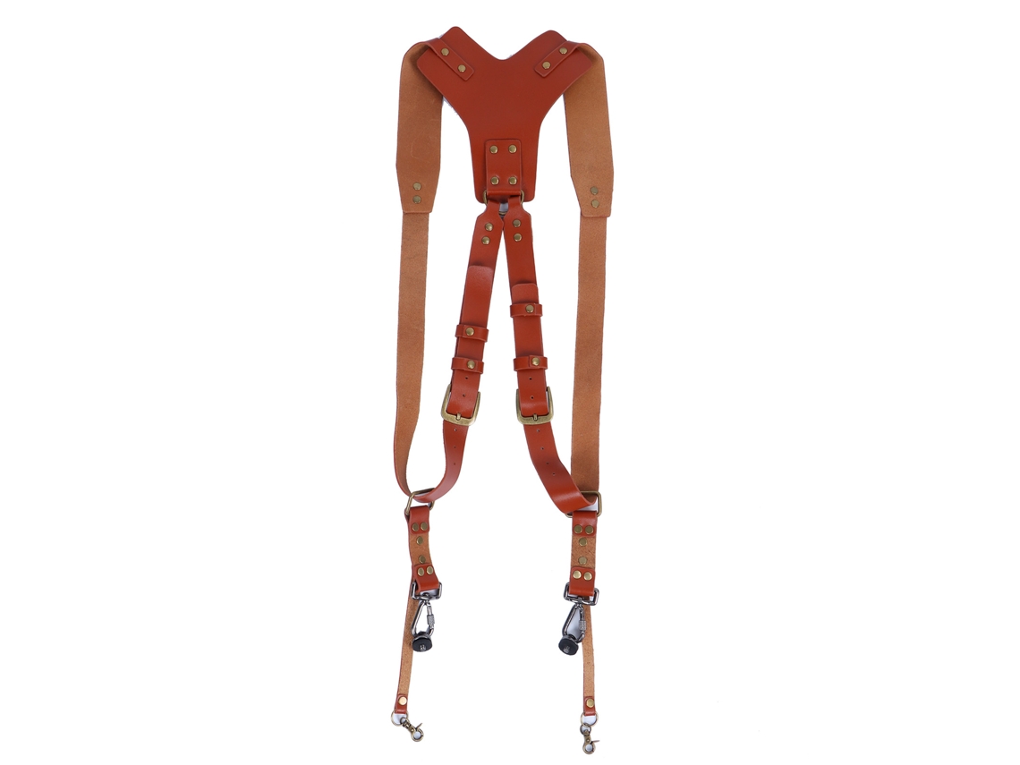 Cinturón ajustable de piel sintética Anub con dos correas para cámaras digitales. Accesorio de arnés.