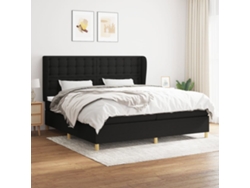 Cama Box Spring Con Colchón Tela Negro 200x200 Cm