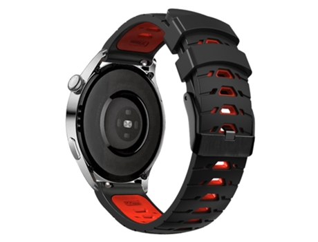 Correa de Silicona color dual con agujeros trapezoidales de tres filas para Huawei Watch GT Runner/Garmin Venu 2/Vivoactive 4 - negro/rojo