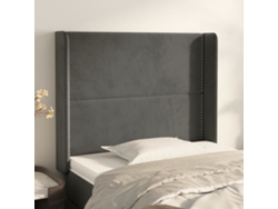 Cabecero Con Orejas De Terciopelo Gris Oscuro 83x16x118/128 Cm