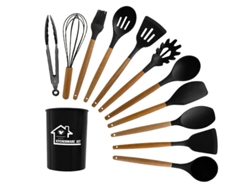 Set de cocina de silicona SZSMART CF01 espátula y cuchara 12pcs - negro