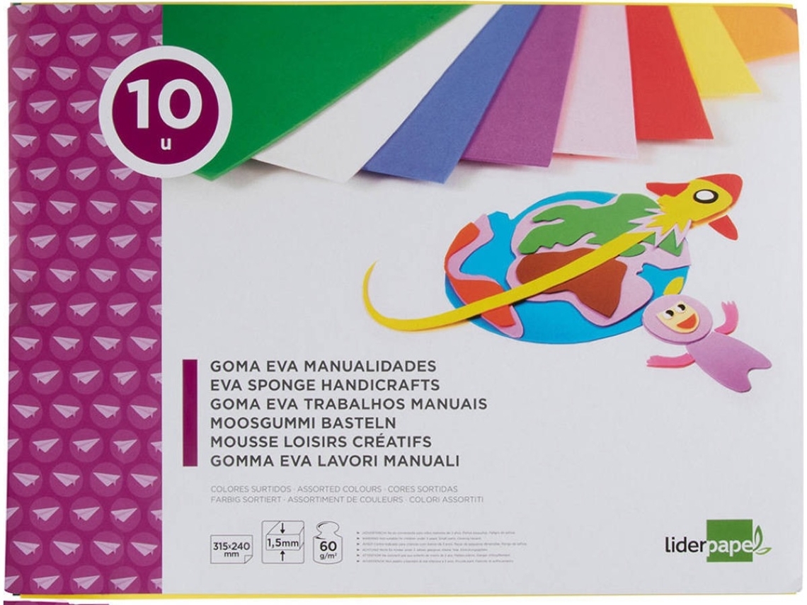 Bloc LIDERPAPEL Hojas Goma Eva (10 Unidades - Multicolor)