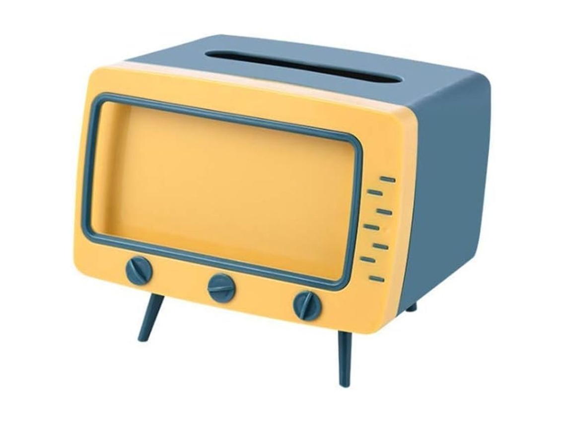 Caja De Papel Higiénico Con Soporte Para Teléfono Móvil Y Soporte Para Mando A Distancia Con Forma De Televisor, Bonita Y Azul.