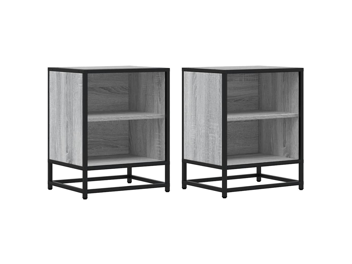 Maison Exclusive - Mesitas Noche 2 Uds Madera Ingeniería Gris Sonoma 40x31x50 Cm