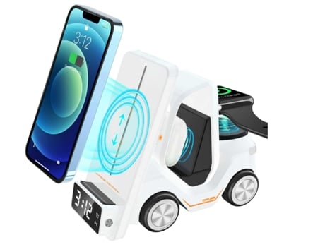 Estación de carga inalámbrica Forklift para cargador de iPhone, cargador de Apple Watch, cargador de Airpods, carga inalámbrica 6 en 1 (blanco) CHR...