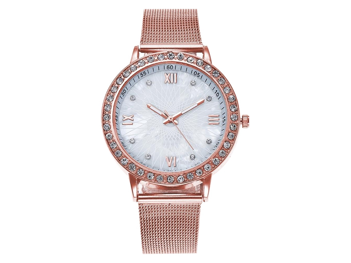 Reloj De Cuarzo Con Correa De Malla, Estilo Sencillo Y Elegante Para Enamorados (oro Rosa)