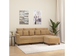 Sofá De 3 Plazas | Sofá De Salón | Sofá De Descanso Con Taburete De Terciopelo Marrón 180 Cm Wsd858985