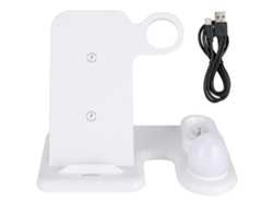 Cargador Inalámbrico 4 En 1 Para Teléfono Qi, Iwatch Y Auriculares Tws Con Luz Nocturna Blanca