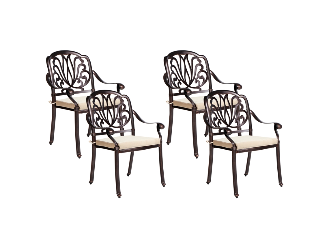 Conjunto de 4 sillas BELIANI Ancona de Aluminio Marrón 68x65x97