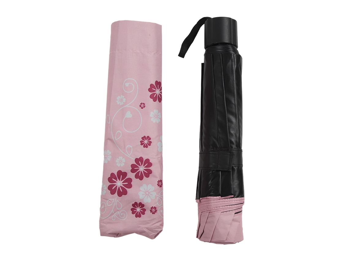 Paraguas plegable con 10 arcos, resistente a los rayos UV, resistente al viento, ideal para viajes, color rosa.