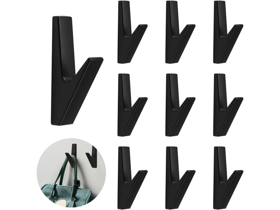 10 Ganches Preto Fosco Para Paredes (carga 20 Kg) – Multiuso: Casacos, Paneles Acústicos, Banheiro, Cozinha, Corredor