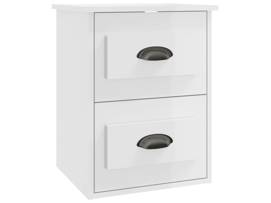 Mesita de noche de pared Maison Exclusive en blanco brillante, 41,5 x 36 x 53 cm