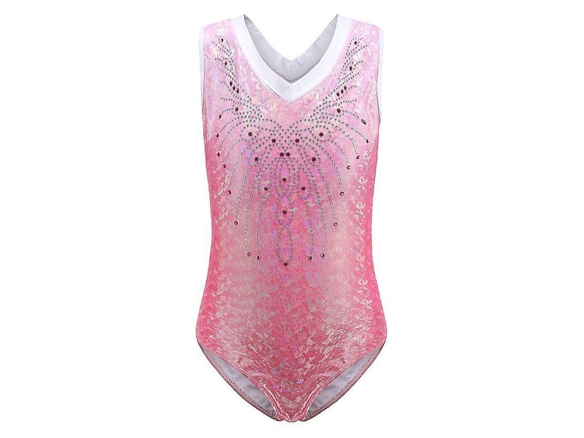 Collant sem mangas para meninas, modelo 2026, ideal para ginástica, balé e esportes. Respirável, estampado, tamanho 7-8 anos, rosa.