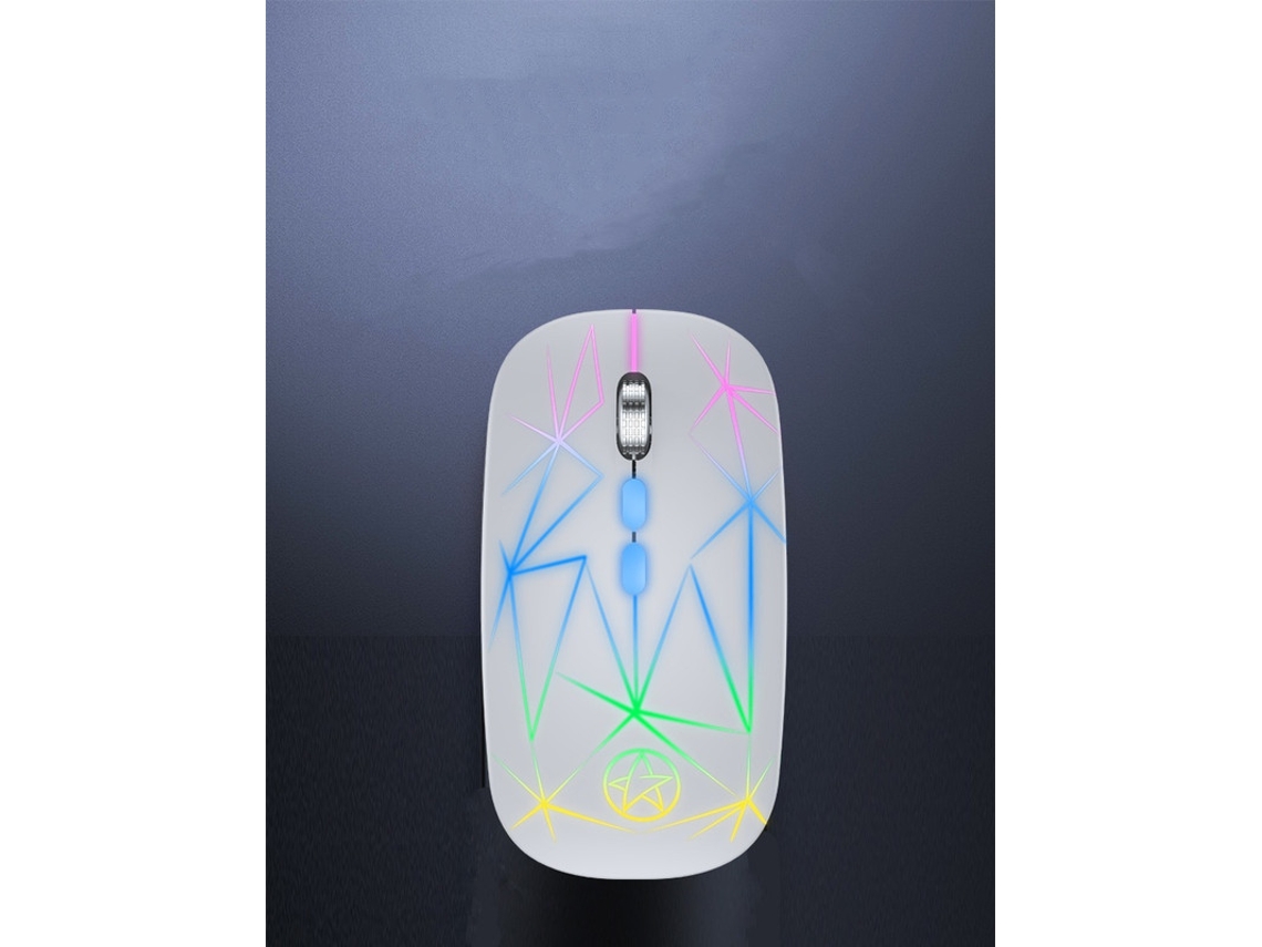 Ratón inalámbrico recargable RGB Yizhood A20 USB de 2,4 GHz con retroiluminación LED, silencioso, para PC y portátil, color blanco