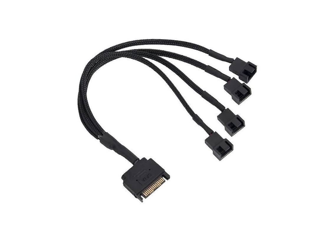 Cable Adaptador Para Ventilador De Refrigeración, Sata De 15 Pines A 4 X 3 Pines / 4 Pines 12v Para Carcasa De Pc, Negro