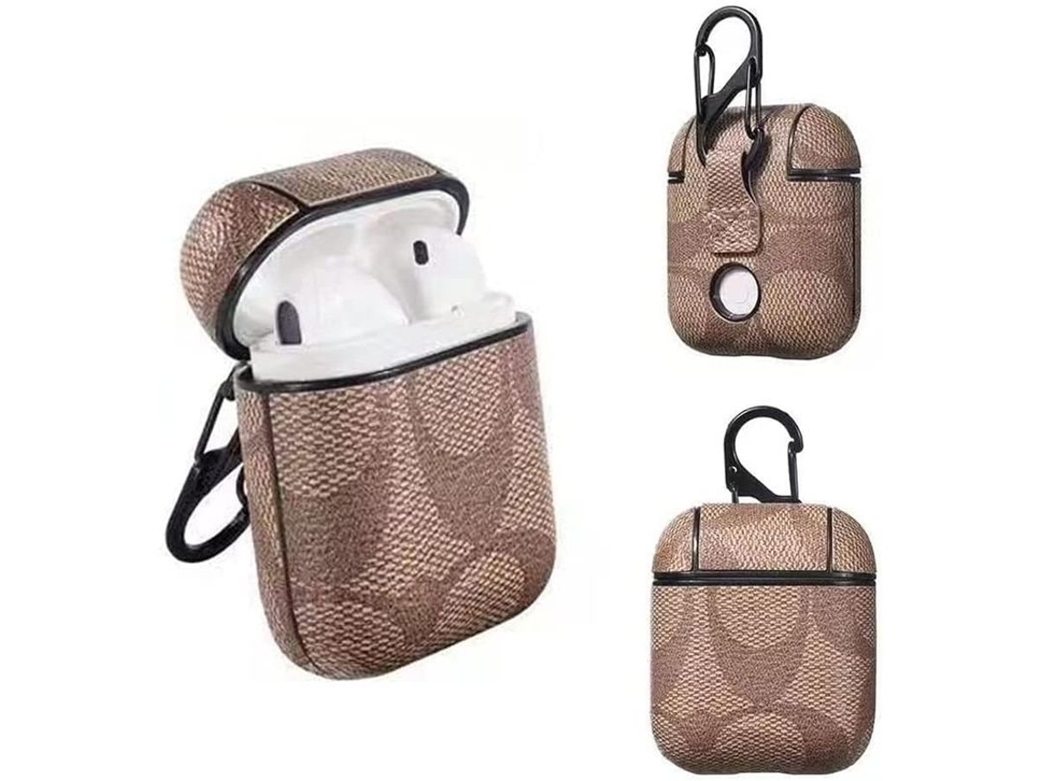 2026-funda Para Airpods 1 Y 2, Accesorios De Airpods Regalo Para Mujer Con Diseño De Cuero Pu Y Carabineros Antipérdida
