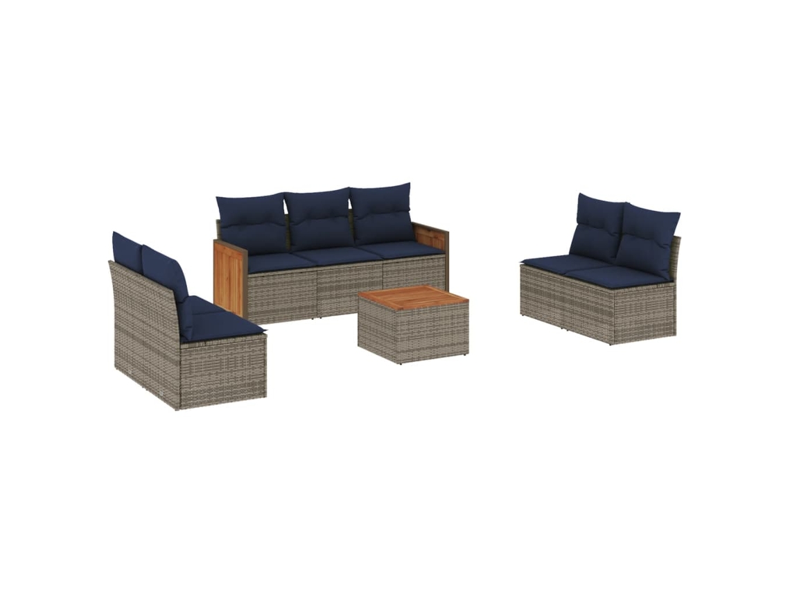 Maison Exclusive - Conjunto De Sofá De Jardín De 8 Piezas Con Cojines, Poliratán Gris