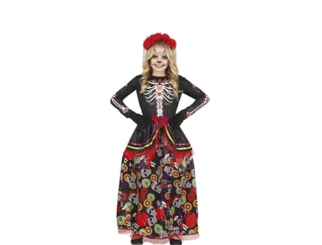 Disfraz de Niña GUIRCA Catrina con Falda Larga Estampada (5-6 anos)