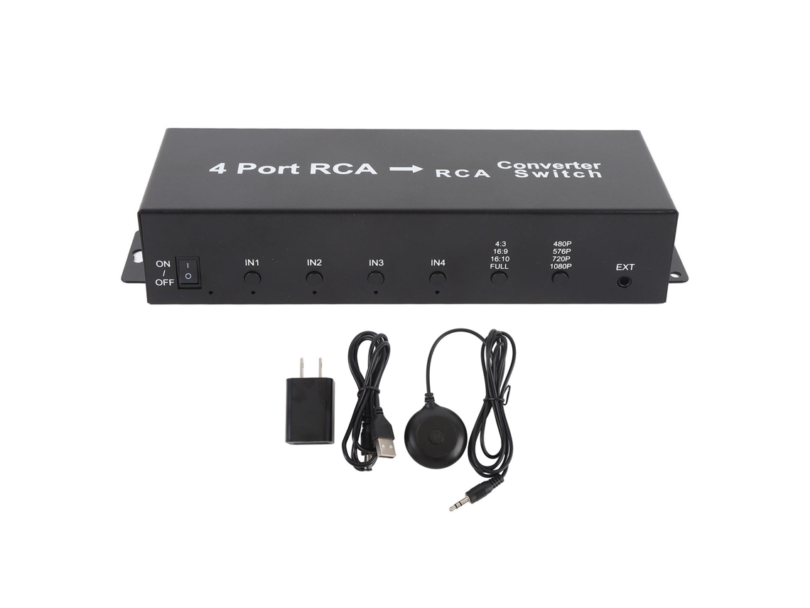 Conmutador Av De 4 Puertos Compatible Con 1080p 4:3 16:9 16:10 Para Vhs, Vcr Y Reproductores De Dvd. Enchufe Estadounidense.
