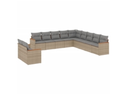 Conjunto 11 de sofás de jardín VIDAXL con cojines ratán sintético beige