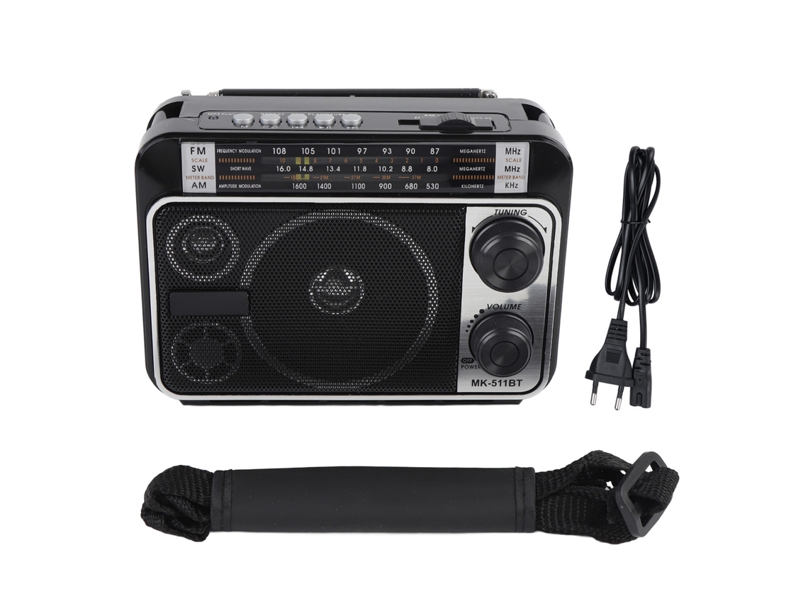Radio Portátil Retro Con Bluetooth, Fm, Am/sw, Funciona Con Pilas Y Tiene Enchufe Europeo. Altavoz Para El Hogar Y Los Viajes.