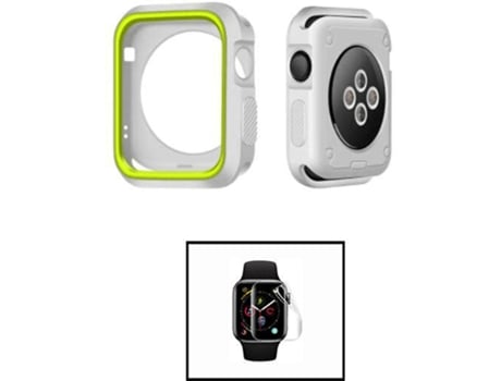 Carcasa Military + Protector de Hydrogel PHONECARE Apple iWatch Series SE - 40mm Gris y Verde Fluorescente