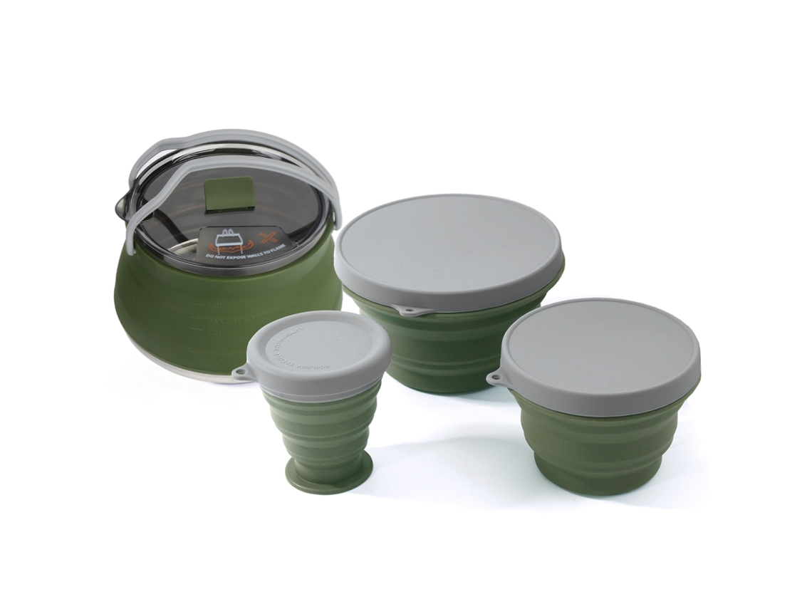 Conjunto De Panelas Plegáveis Portátil Compacto Para Camping E Piquenique Aço Inox 304 Silicone Alimentar