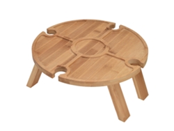 Mesa de vino plegable para exterior con soporte para copas