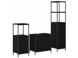 Conjunto de muebles de baño con puerta, 3 piezas, roble negro, MAISON EXCLUSIVE