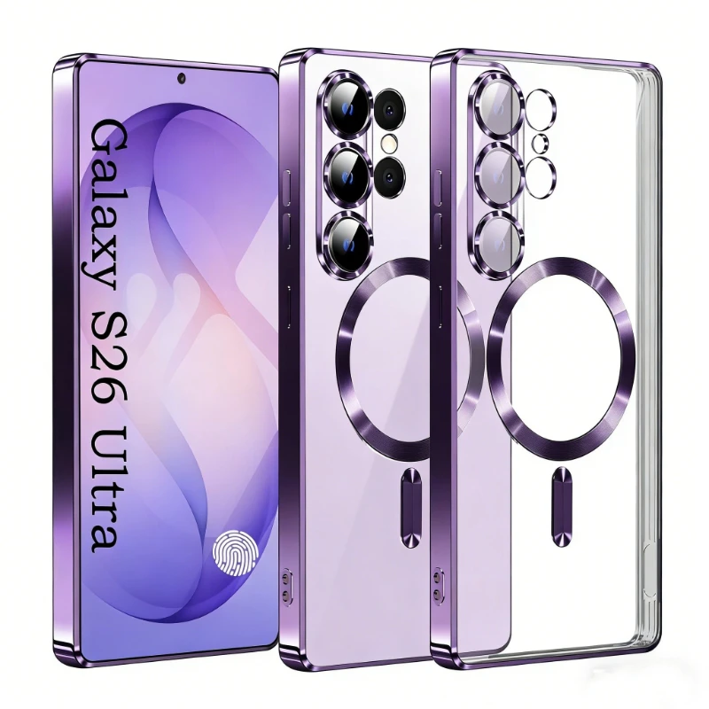 (galaxy S22 5g Morado) Compatible Con Funda Magnética Blanda De Samsung, Cubierta De Lente Transparente Galvanizada