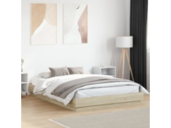 Estructura De Cama Con Luces Led Roble Sonoma 120x200 Cm