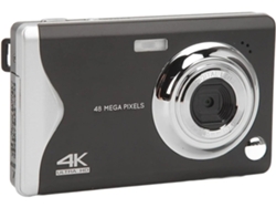 Cámara digital 4K de 48 MP con zoom 16x, antivibración, puerto tipo C, luz de relleno, cámara HD portátil Bestvite (negra)