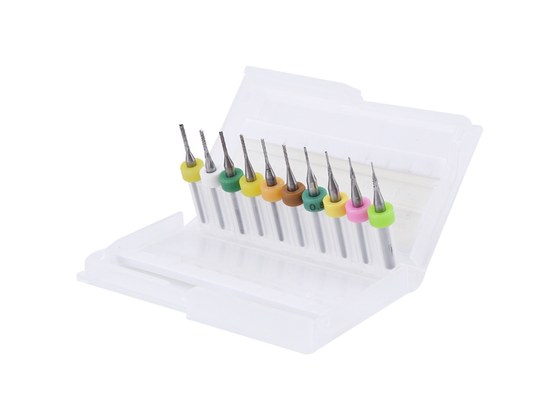 10 Fresas De Acero Carburo Para Pcb De 0,5-1,4 Mm Con Vástago De 1/8" Para Grabado Y Fresado.