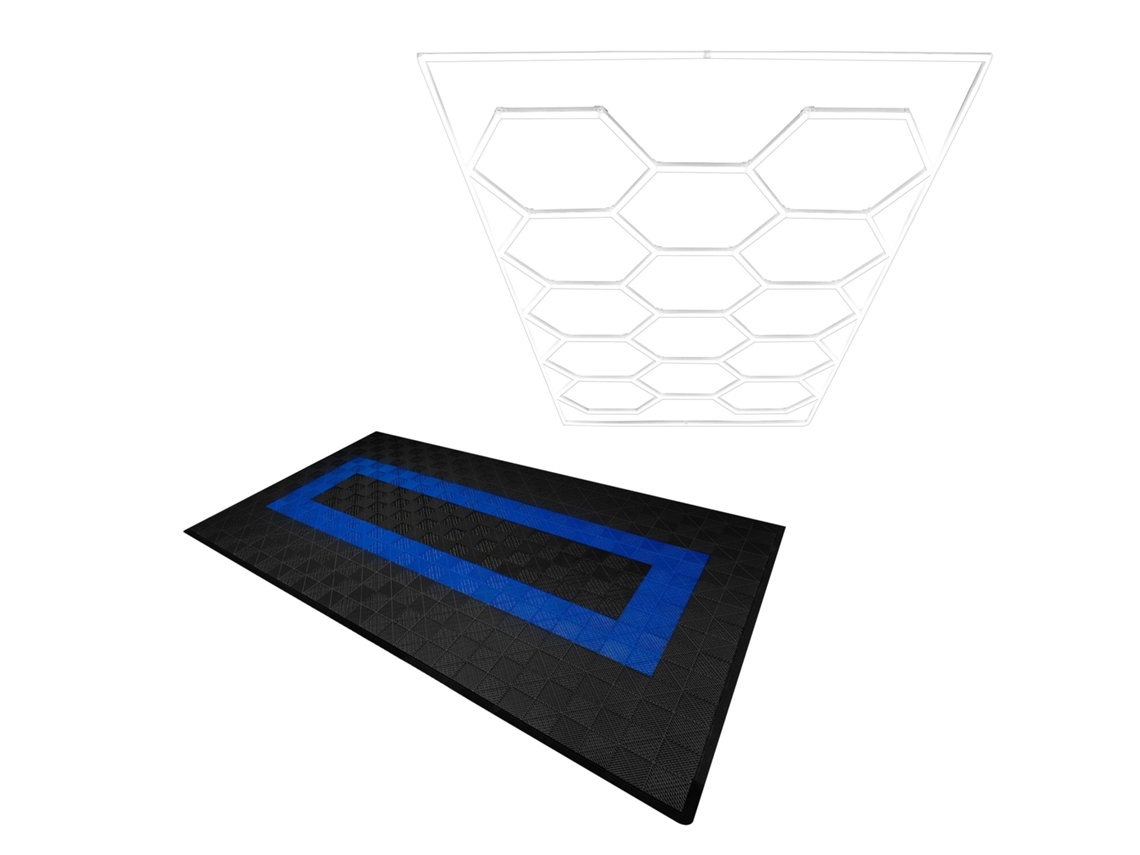 Metaplacas de polipropileno con cantos negros (90) y azules (30), plafón LED hexagonal Monstershop (120 unidades)