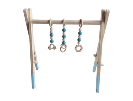 Juego de Gimnasia de Madera, Marco Sensorial, Juguete Con Anillo Para Bebé Azul