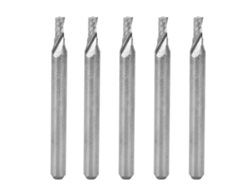 Fresa espiral de una sola ranura en acero de tungsteno, 3,175x2x4x38 mm, sin marca.