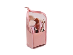 Estuche Semitransparente Y Vertical Para Brochas De Maquillaje Con Cierre De Cremallera (rosa)