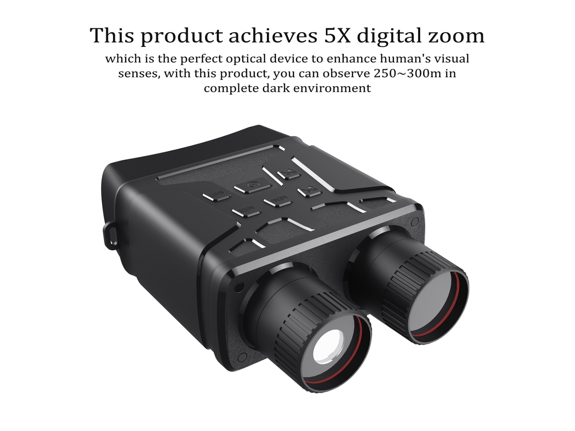 Prismáticos Digitales De Visión Nocturna De 10 Mp, 1080p, Zoom 5x, Con Capacidad Para Ver En La Oscuridad Hasta 300 M Y 7 Niveles De Luz Para Caza Y Viajes Al Aire Libre.