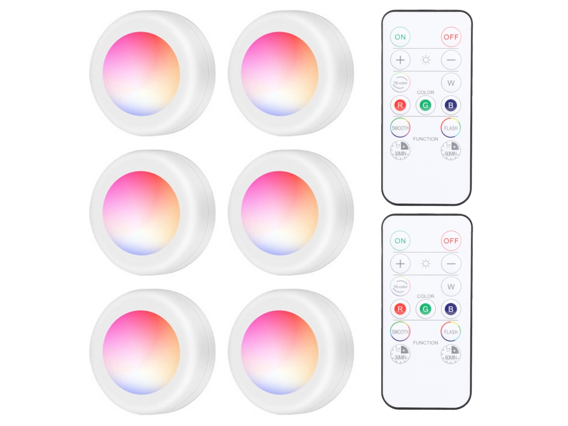 2026-luz Led Puck Para Gabinetes Con Control Remoto 16rgb, Función De Temporizador, Luz Nocturna Para Cocina Baño Armario Fiesta
