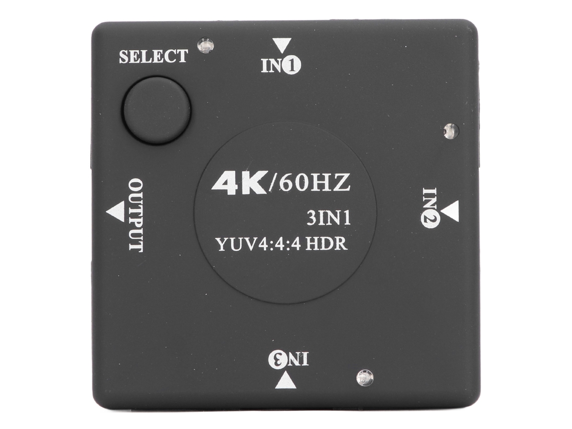 Comutador De Interface Multimídia Hd 2.0 3x1 4k 60hz Para Home Theater 3 Entradas 1 Saída