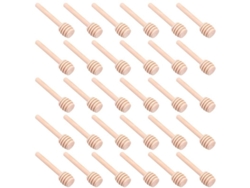 Rebe-30 Mini recipientes de madera de 7,6 cm para dispensar miel, sirope, chocolate y caramelos en tarros.