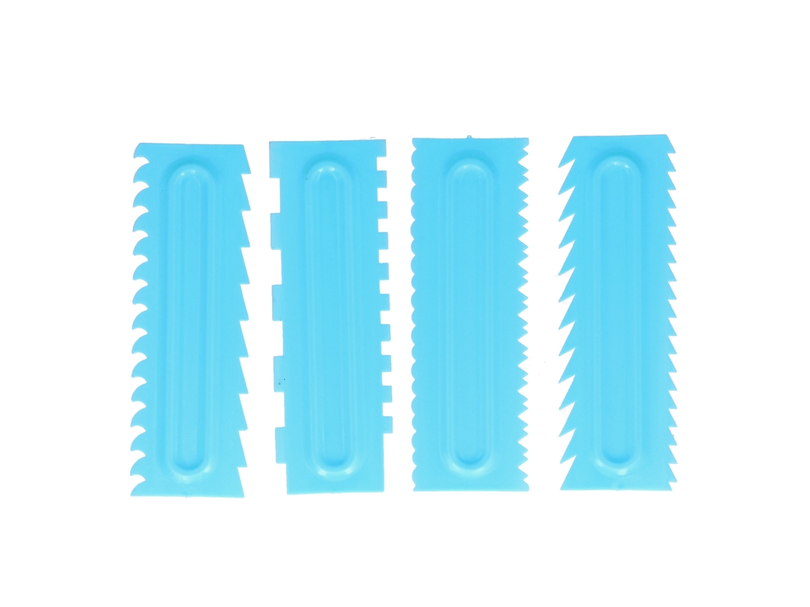 4 Piezas De Raspadores De Glaseado Para Pasteles, Herramientas De Decoración, Peine Perfeccionador De Crema, Plástico Azul