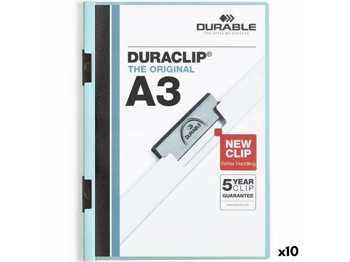 Carpeta Portafolios Durable Duraclip 60 Azul Transparente A3 (10 Unidades)