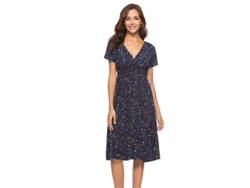 2026-vestido Midi De Chiffon Boho Con Estampado Floral Cuello V Corto Manga Corta Verano Playa