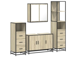 Conjunto de muebles de baño de 4 piezas en madera de roble Sonoma - EXCLUSIVA MAISON