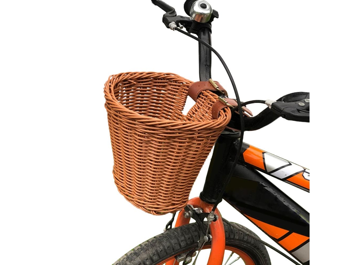 Cesta Para Bicicleta Infantil, Con Asa Delantera, Cesta De Plástico Y Ratán Para Carga Y Almacenamiento.