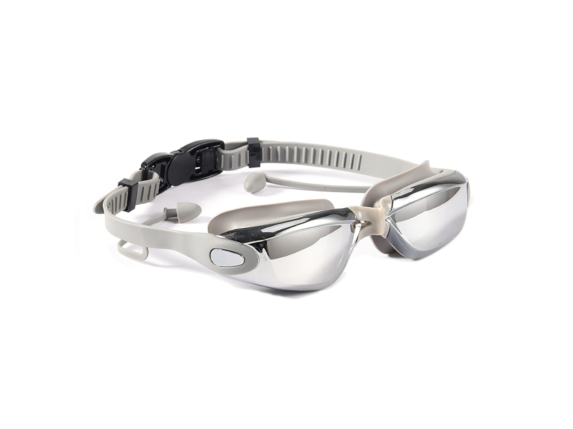 Gafas de natación para adultos con lentes de silicona impermeables y antivaho con revestimiento metálico.